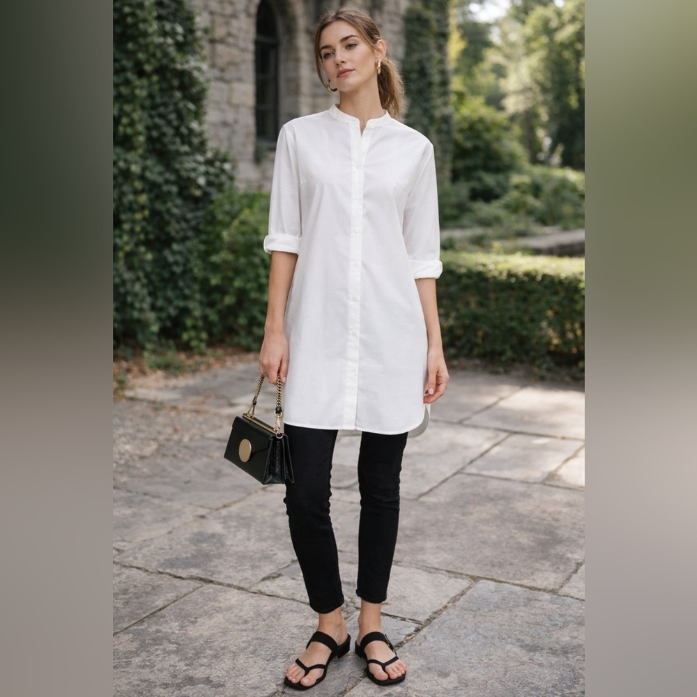 Nili Lotan Lorita Tunic White Cotton Oversized Shirt Mini Small Dress